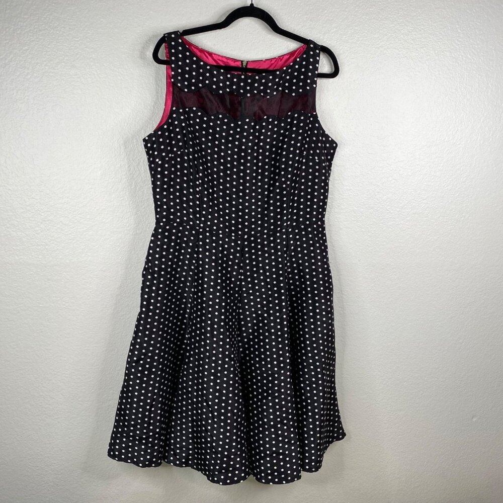 NWT Dress Barn Collection Women's Dress Black Size 16 Polka Dot Retro Holiday